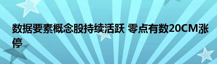数据要素概念股持续活跃 零点有数20CM涨停