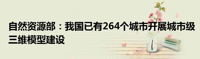 自然资源部:我国已有264个城市开展城市级三维模型建设