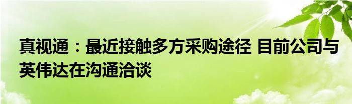 真视通:最近接触多方采购途径 目前公司与英伟达在沟通洽谈