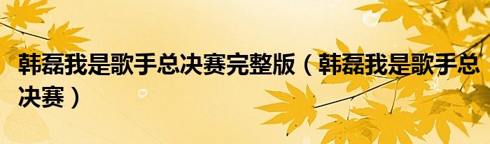 韩磊我是歌手总决赛完整版(韩磊我是歌手总决赛)