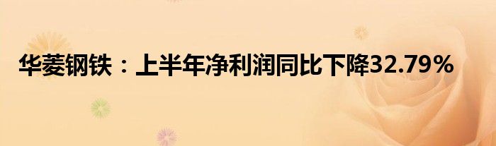 华菱钢铁:上半年净利润同比下降32.79%