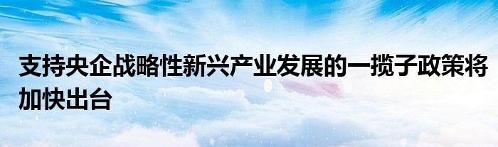 支持央企战略性新兴产业发展的一揽子政策将加快出台