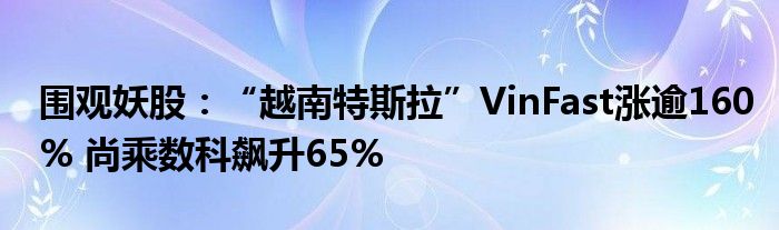 围观妖股:“越南特斯拉”VinFast涨逾160% 尚乘数科飙升65%