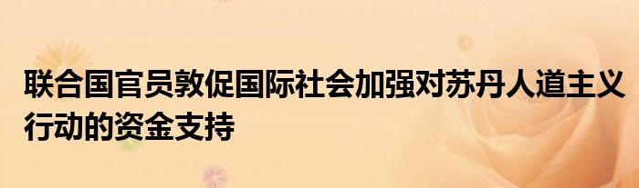 联合国官员敦促国际社会加强对苏丹人道主义行动的资金支持