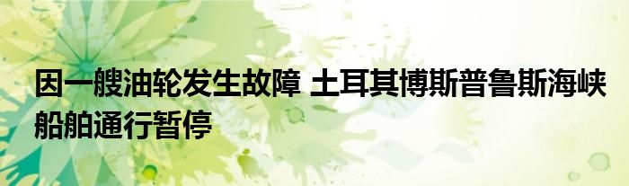 因一艘油轮发生故障 土耳其博斯普鲁斯海峡船舶通行暂停