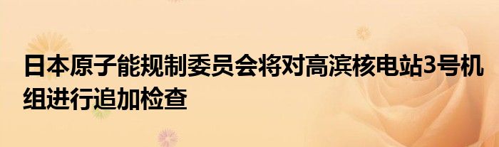 日本原子能规制委员会将对高滨核电站3号机组进行追加检查