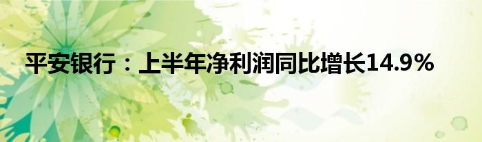 平安银行：上半年净利润同比增长14.9%