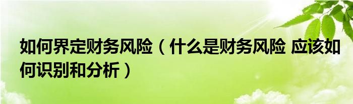 如何界定财务风险(什么是财务风险 应该如何识别和分析)
