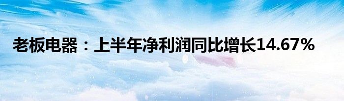 老板电器：上半年净利润同比增长14.67%