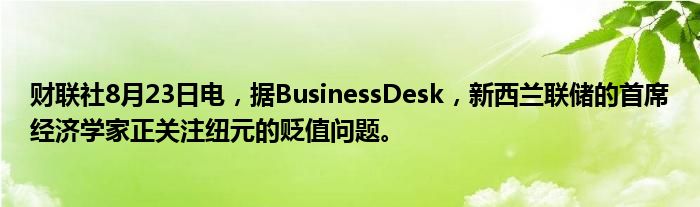 财联社8月23日电,据BusinessDesk,新西兰联储的首席经济学家正关注纽元的贬值问题。