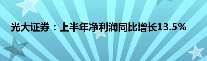光大证券:上半年净利润同比增长13.5%