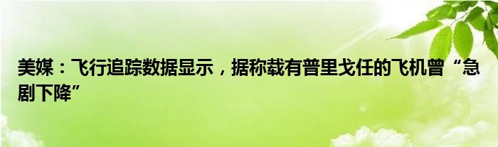 美媒：飞行追踪数据显示，据称载有普里戈任的飞机曾“急剧下降”