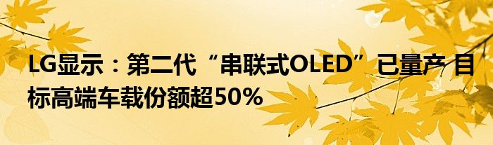 LG显示:第二代“串联式OLED”已量产 目标高端车载份额超50%