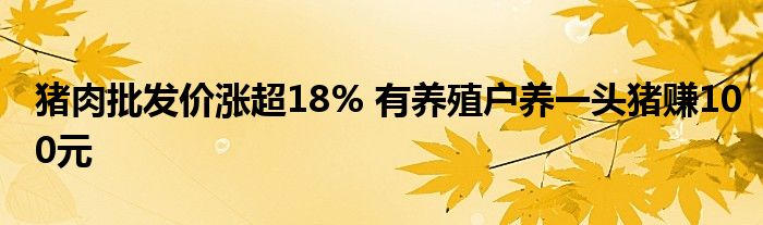 猪肉批发价涨超18% 有养殖户养一头猪赚100元
