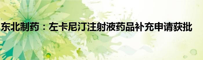 东北制药：左卡尼汀注射液药品补充申请获批