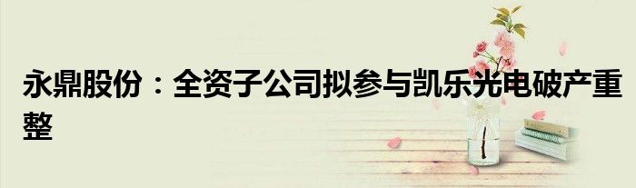 永鼎股份:全资子公司拟参与凯乐光电破产重整