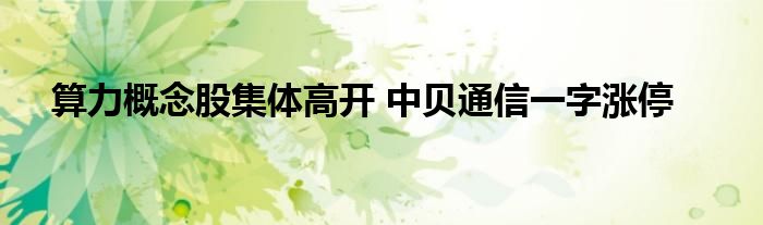 算力概念股集体高开 中贝通信一字涨停