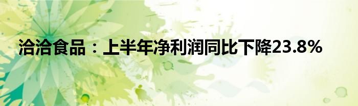 洽洽食品:上半年净利润同比下降23.8%