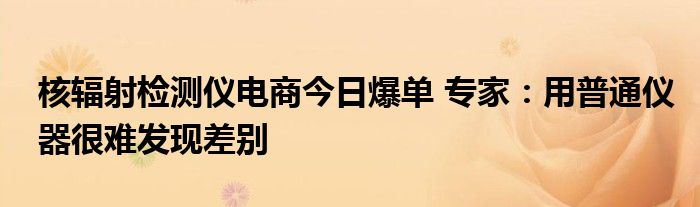 核辐射检测仪电商今日爆单 专家:用普通仪器很难发现差别