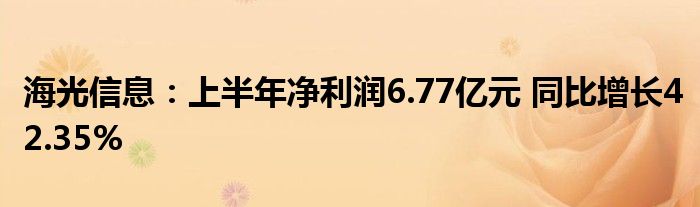 海光信息:上半年净利润6.77亿元 同比增长42.35%
