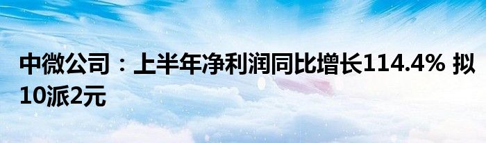 中微公司:上半年净利润同比增长114.4% 拟10派2元
