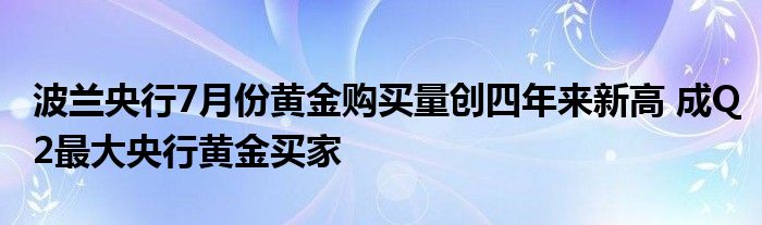 波兰央行7月份黄金购买量创四年来新高 成Q2最大央行黄金买家