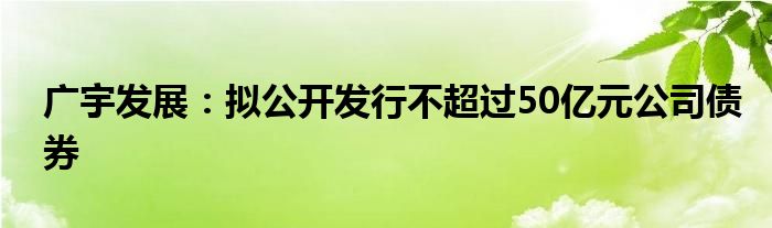 广宇发展:拟公开发行不超过50亿元公司债券