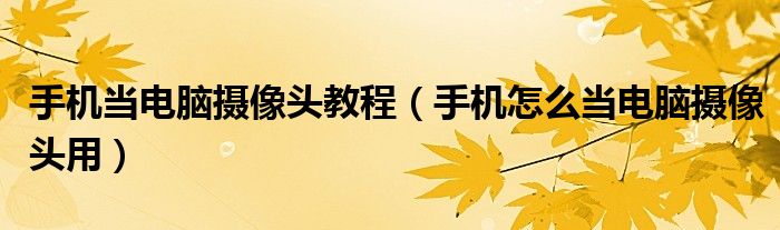 手机当电脑摄像头教程(手机怎么当电脑摄像头用)