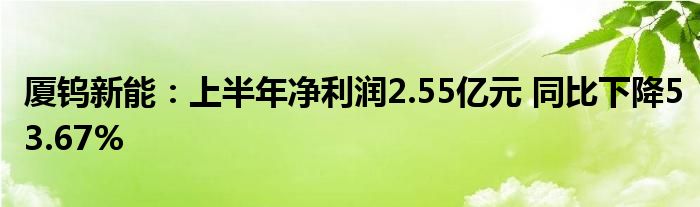 厦钨新能:上半年净利润2.55亿元 同比下降53.67%