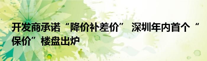 开发商承诺“降价补差价” 深圳年内首个“保价”楼盘出炉