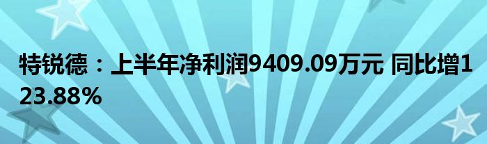 特锐德:上半年净利润9409.09万元 同比增123.88%