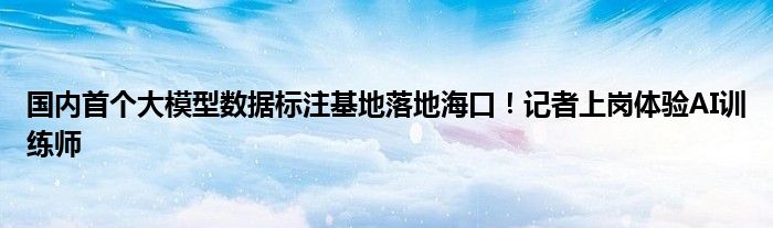 国内首个大模型数据标注基地落地海口!记者上岗体验AI训练师