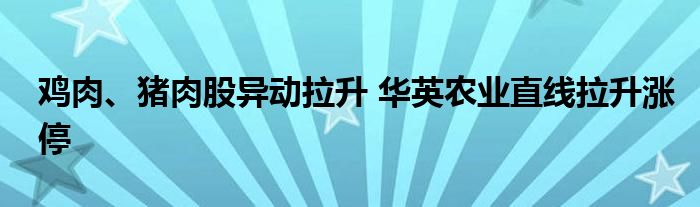 鸡肉、猪肉股异动拉升 华英农业直线拉升涨停