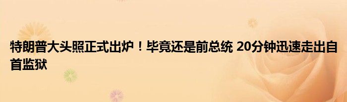 特朗普大头照正式出炉!毕竟还是前总统 20分钟迅速走出自首监狱