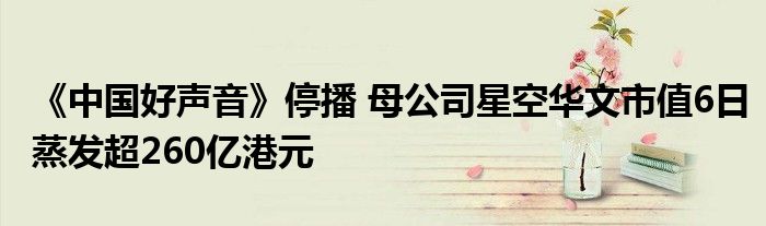 《中国好声音》停播 母公司星空华文市值6日蒸发超260亿港元