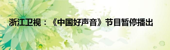 浙江卫视:《中国好声音》节目暂停播出