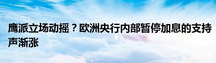 鹰派立场动摇?欧洲央行内部暂停加息的支持声渐涨