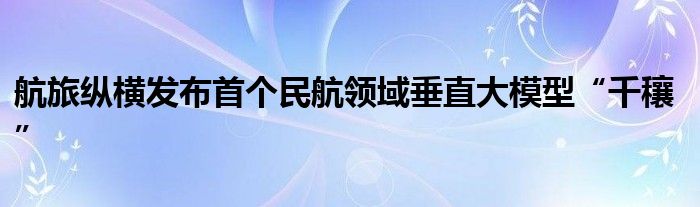 航旅纵横发布首个民航领域垂直大模型“千穰”