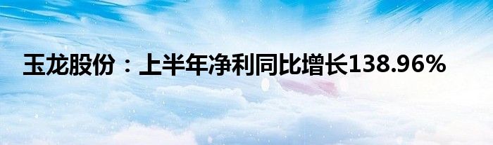 玉龙股份：上半年净利同比增长138.96%