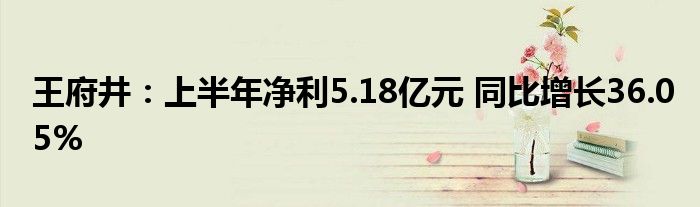 王府井:上半年净利5.18亿元 同比增长36.05%