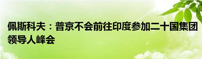 佩斯科夫:普京不会前往印度参加二十国集团领导人峰会