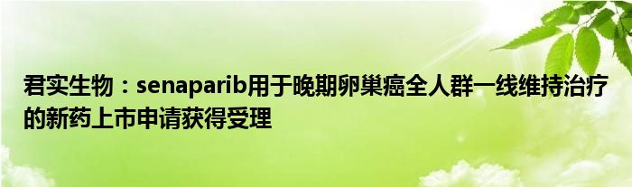君实生物:senaparib用于晚期卵巢癌全人群一线维持治疗的新药上市申请获得受理