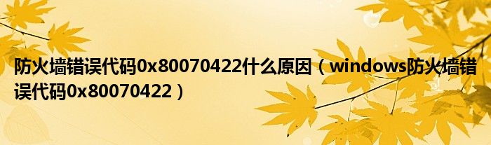 防火墙错误代码0x80070422什么原因（windows防火墙错误代码0x80070422）