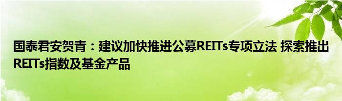 国泰君安贺青:建议加快推进公募REITs专项立法 探索推出REITs指数及基金产品