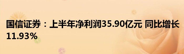 国信证券：上半年净利润35.90亿元 同比增长11.93%