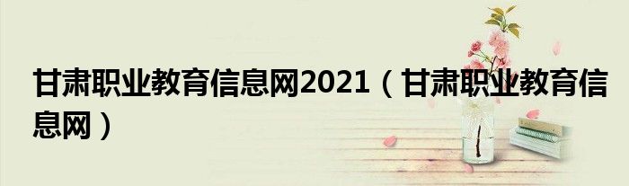 甘肃职业教育信息网2021(甘肃职业教育信息网)