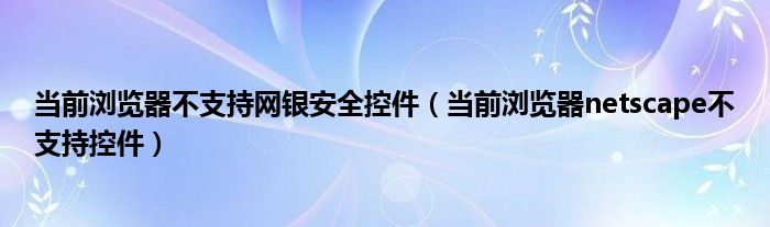 当前浏览器不支持网银安全控件（当前浏览器netscape不支持控件）