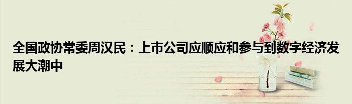 全国政协常委周汉民:上市公司应顺应和参与到数字经济发展大潮中