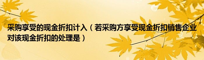 采购享受的现金折扣计入(若采购方享受现金折扣销售企业对该现金折扣的处理是)