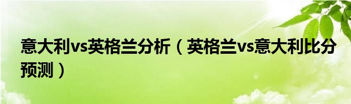 意大利vs英格兰分析(英格兰vs意大利比分预测)